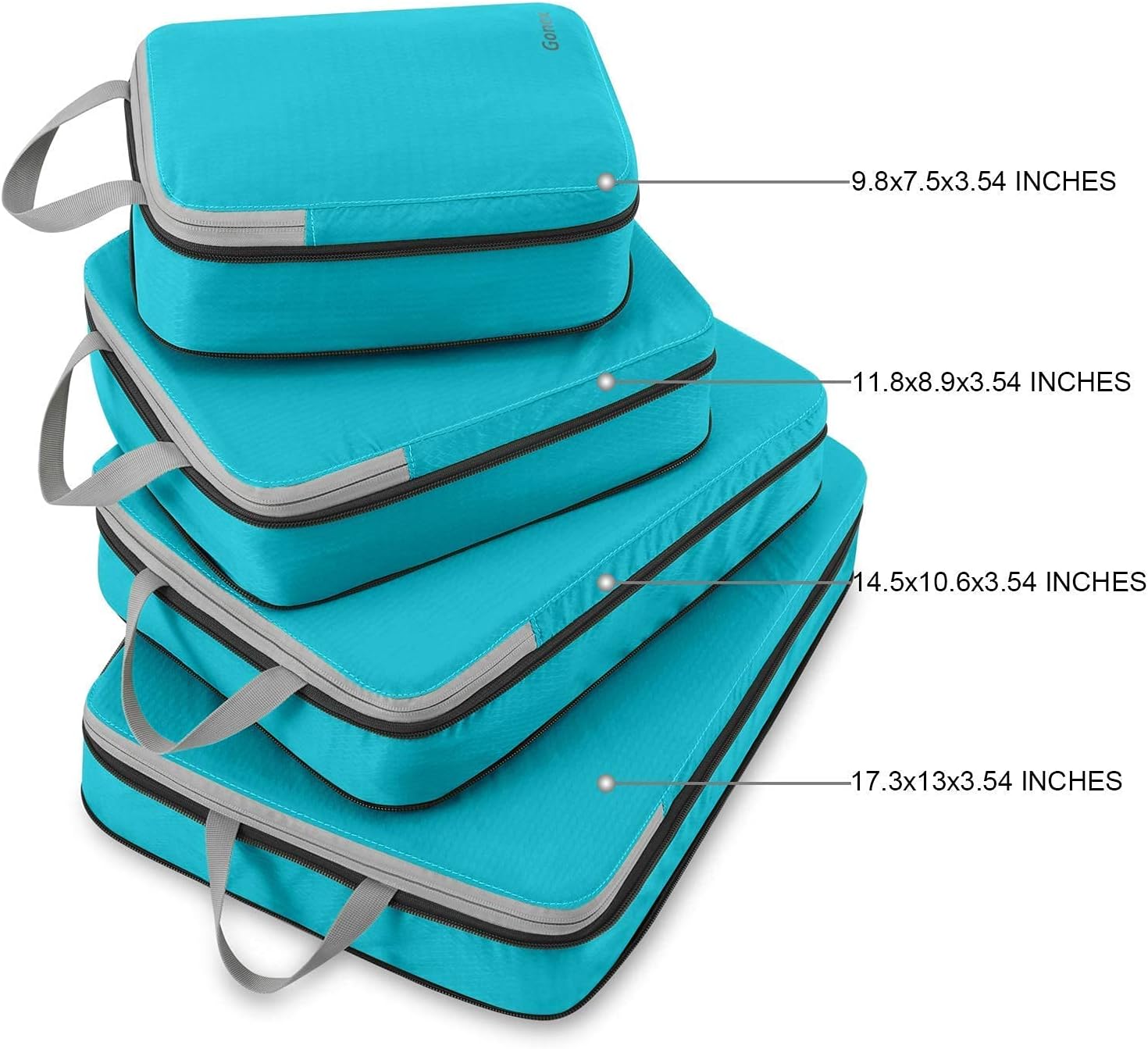 Gonex 4pcs Compression Packing Cubes Expandable Travel Bags Organizers Blue With Travel Duffle Bag Black