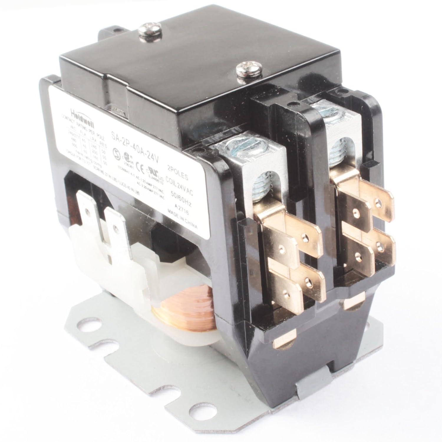HOLDWELL SA-2P-40A-24V 2 Pole 40 Amp 24V Coil Definite Purpose Air Conditioner Contactor