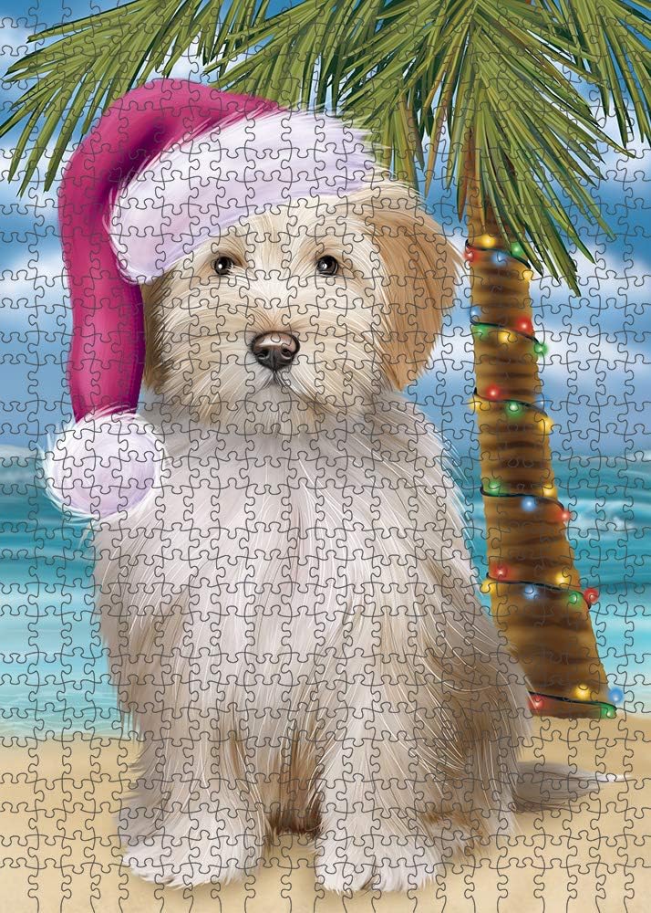 Christmas Summertime Beach Tibetan Terrier Dog Jigsaw Puzzle for Adults - Animal Printed Interlocking Puzzle Game Artwork - Gift for Dog Lover's -1000 Pcs 29.5"x19.7", PZLE63820