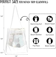 Vista 4 de Zingtto - Bolso de playa de malla de lona, bolso de hombro plegable para playa