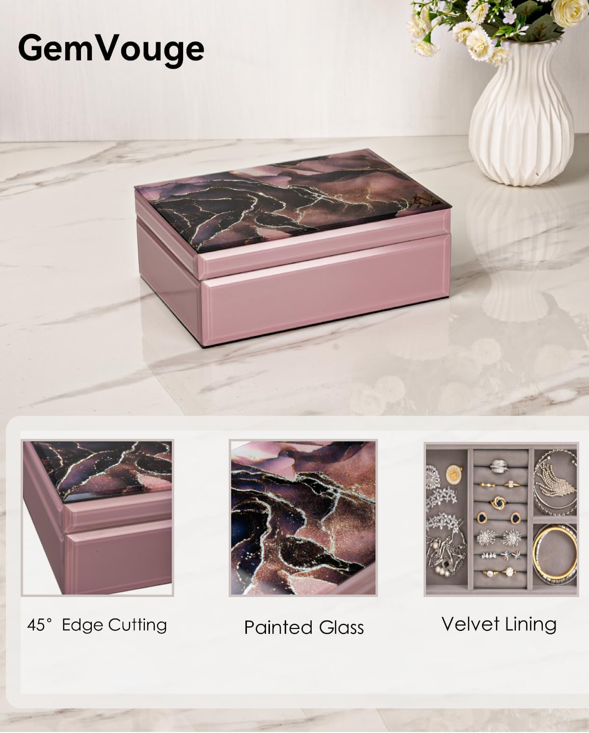 Jewelry Organizers and Storage, Jewelry Box with Removable Jewelry Tray, Jewelry Organizer Storage Box for Earrings Bracelets Rings