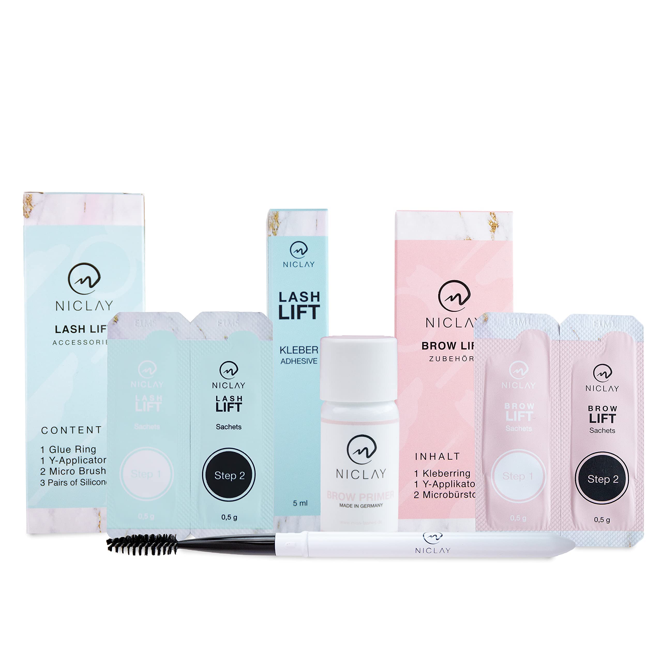 NICLAY Brow & Lash Lift Home Kit – Set lifting per ciglia e sopracciglia per casa, Lash & Brow Lift, lifting, laminazione, brows, sopracciglia e ciglia, set di laminazione per 1-2 applicazioni