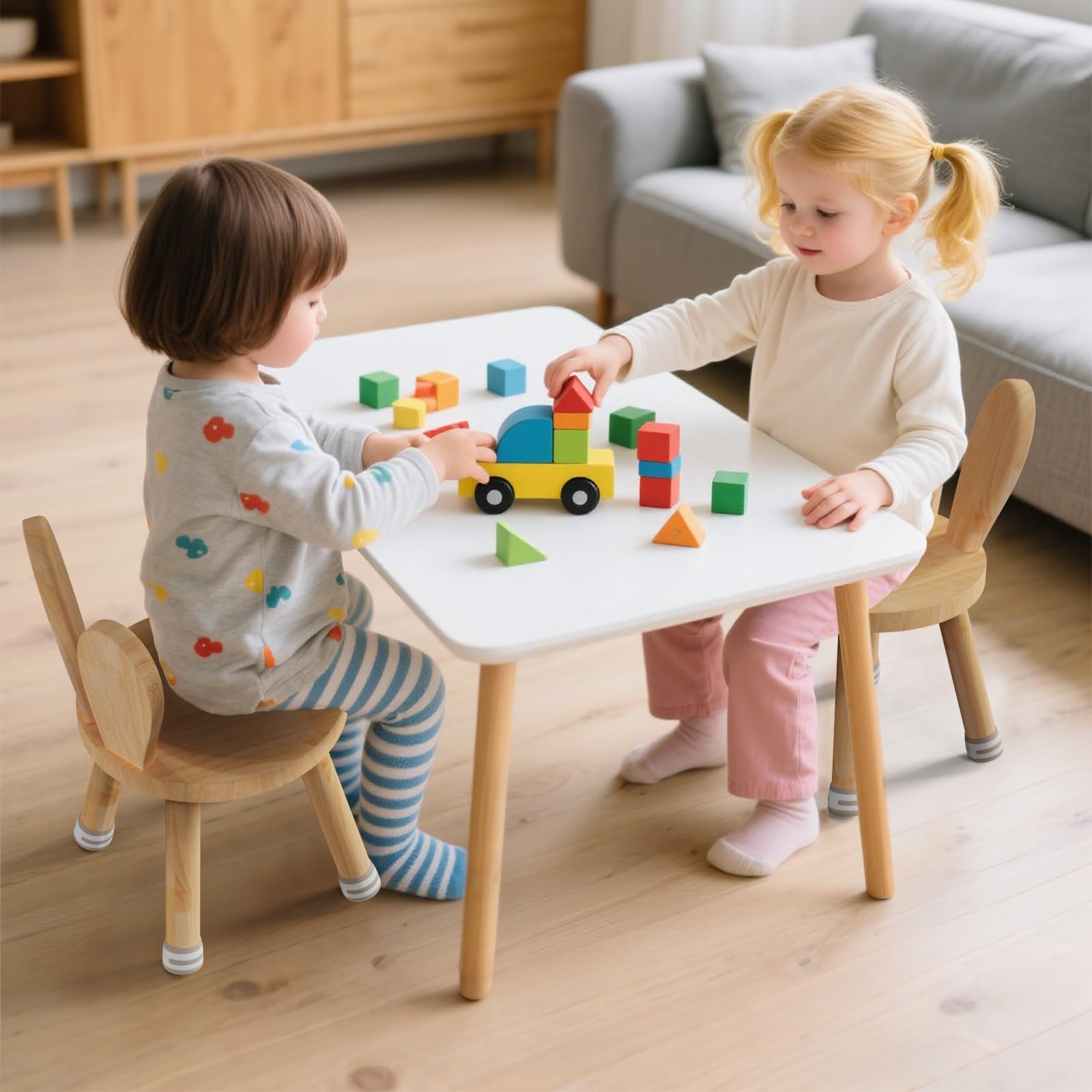 Silla Infantil Madera 45x25x26 cm Taburete con Respaldo Extraíble Antideslizante