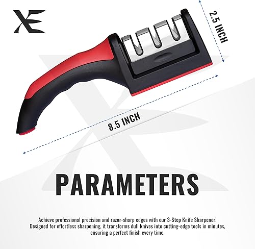 Miniatura 2 de XE - Afilador de cuchillos de cocina  Afiladores de cuchillos manuales de 3 etapas para afilar cuchillos para el hogar y el restaurante, piedra de