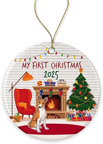 Basenji - Adorno de Navidad  Primera Navidad de Basenji  Adorno para perro  Mi primer perro de Navidad  Adorno de Navidad para mascotas  Navidad