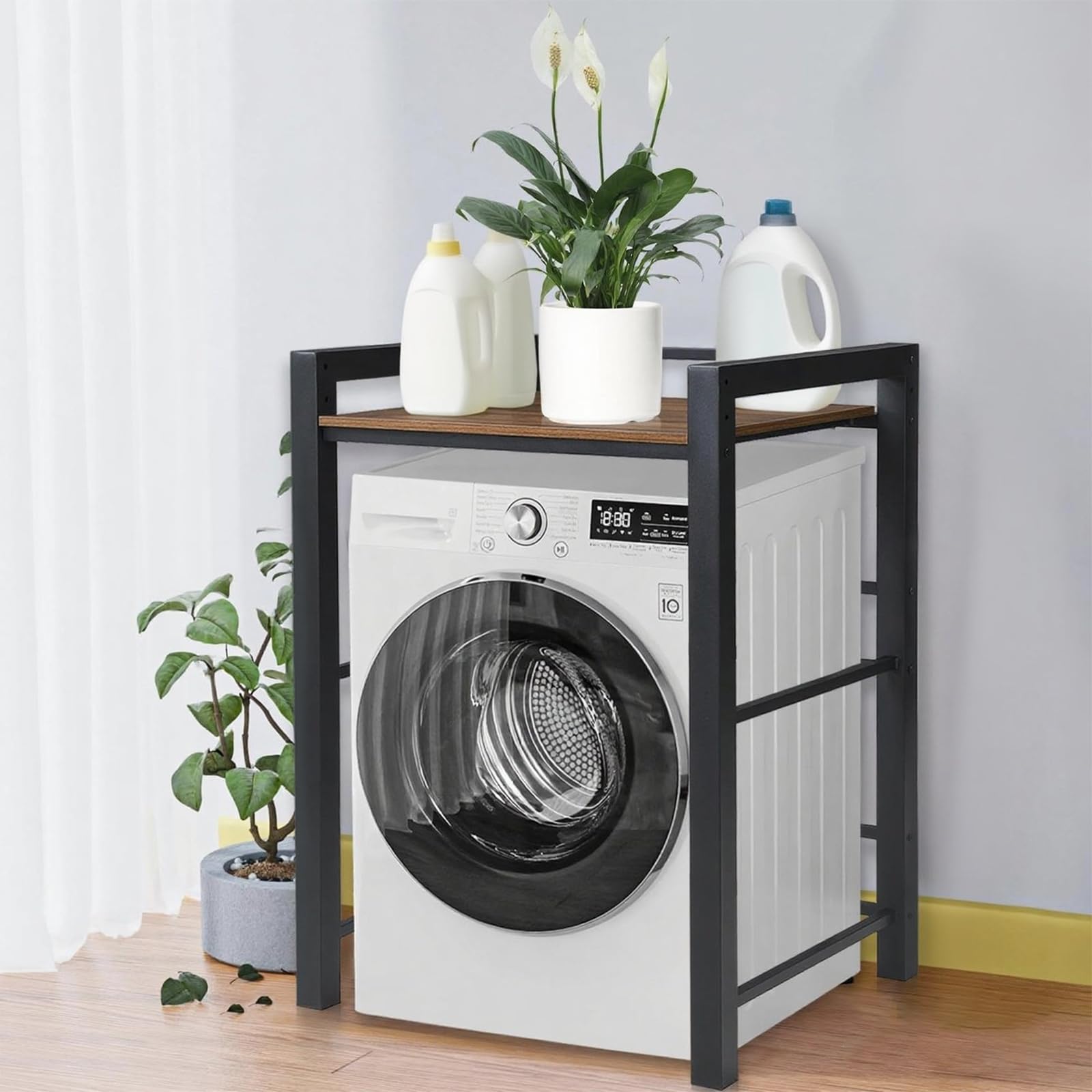 Regal über Waschmaschine mit Regalbrett,Waschmaschinenschrank Tragfähigkeit 300kg,Waschmaschinenregal für Waschmaschine und Trockner,Verbindungsrahmen Kit für Waschmaschine & Trockner