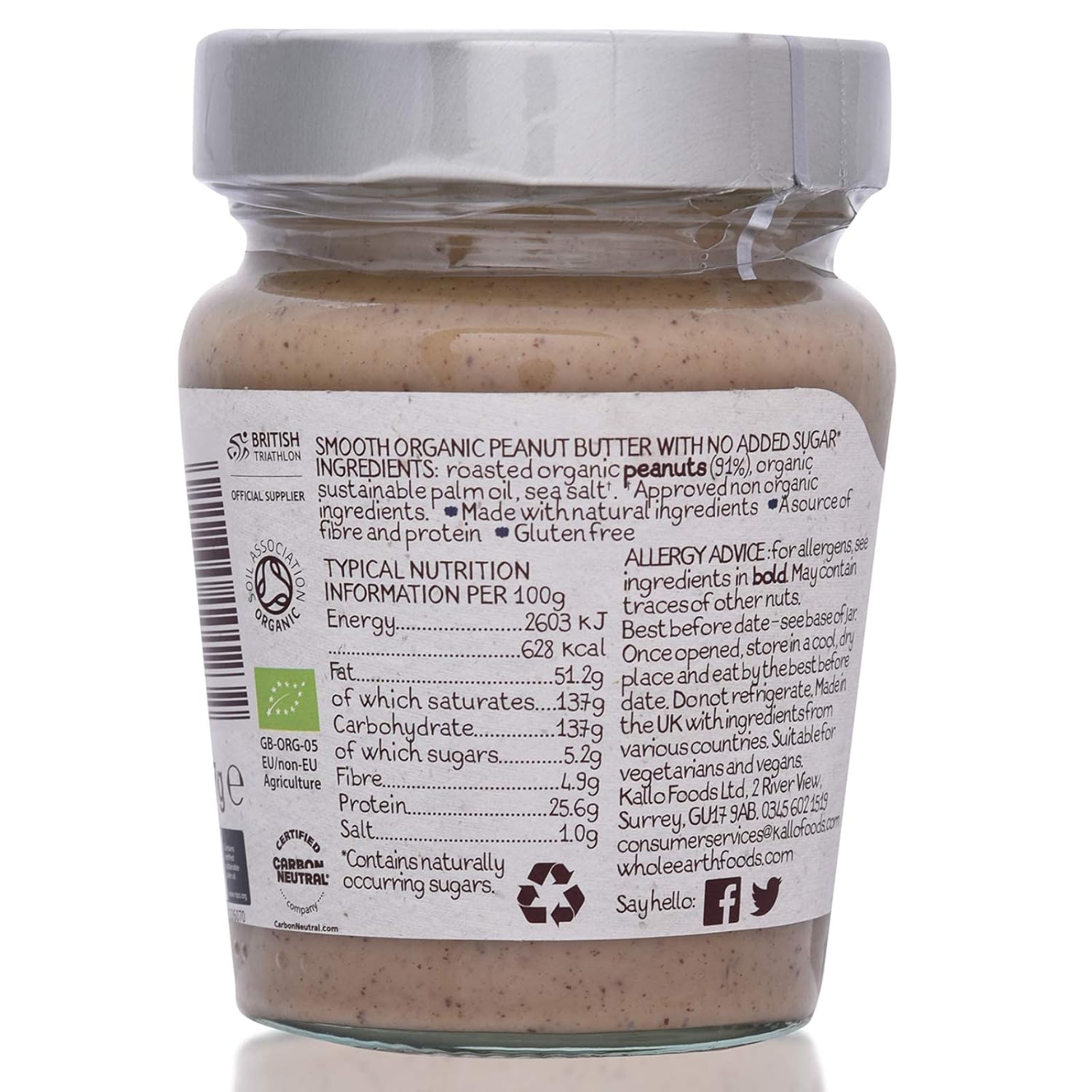 WHOLE EARTH Organic Smooth Peanut Butter, 227 GR