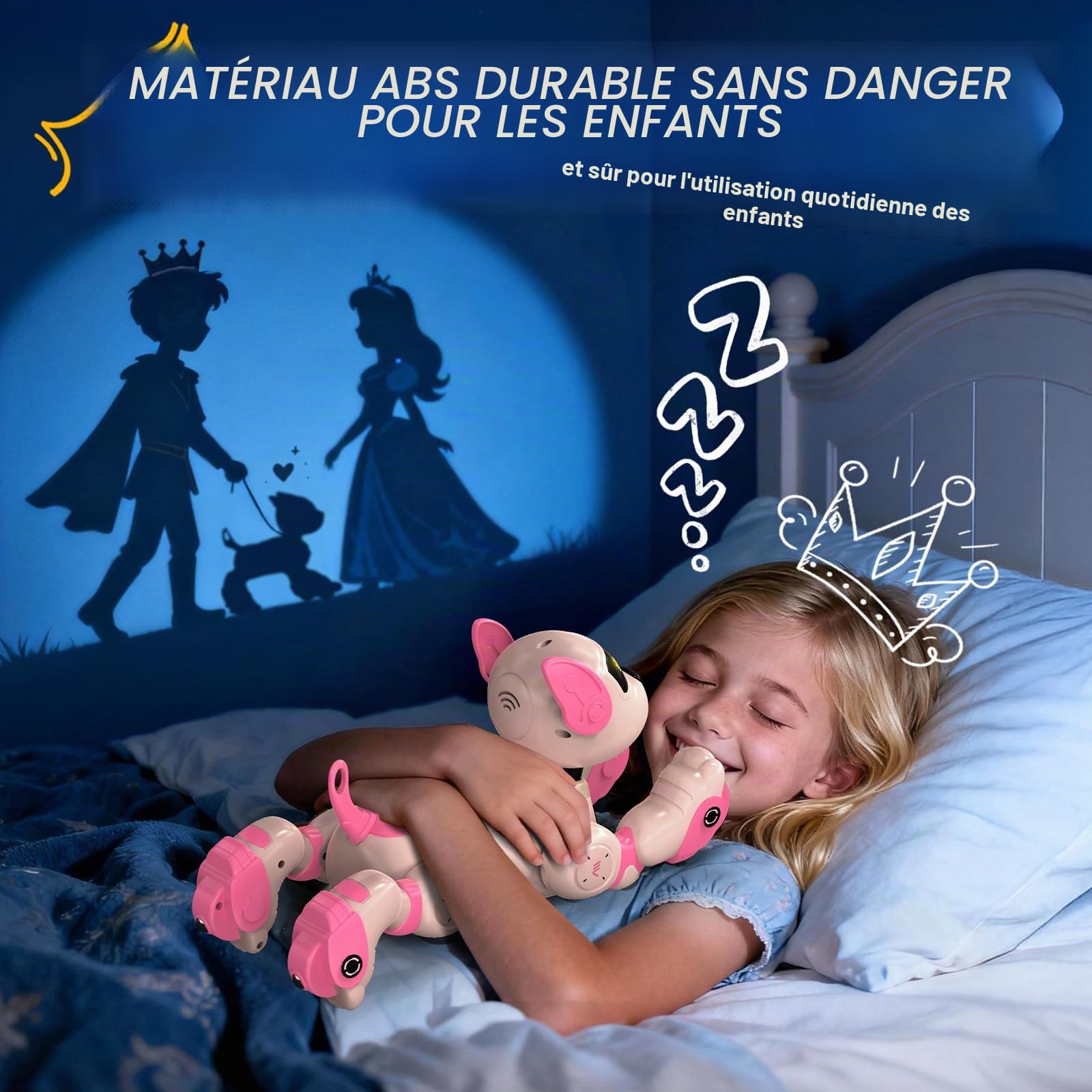 Chien Robot, Télécommande Chien Robot Interactif pour Enfants, Programmable, Contrôle Vocal (Anglais Uniquement) et Contrôle Gestuel, Robot Chien Intelligent Cadeaux pour Garçons Filles