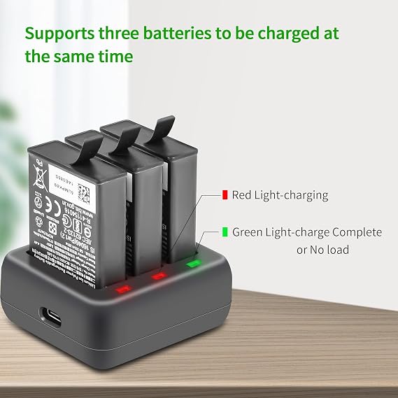 Hanatora Battery Charger for DJI Osmo Action 3 4,Charge Three Batteries | Raqid Charging Hub Accessories