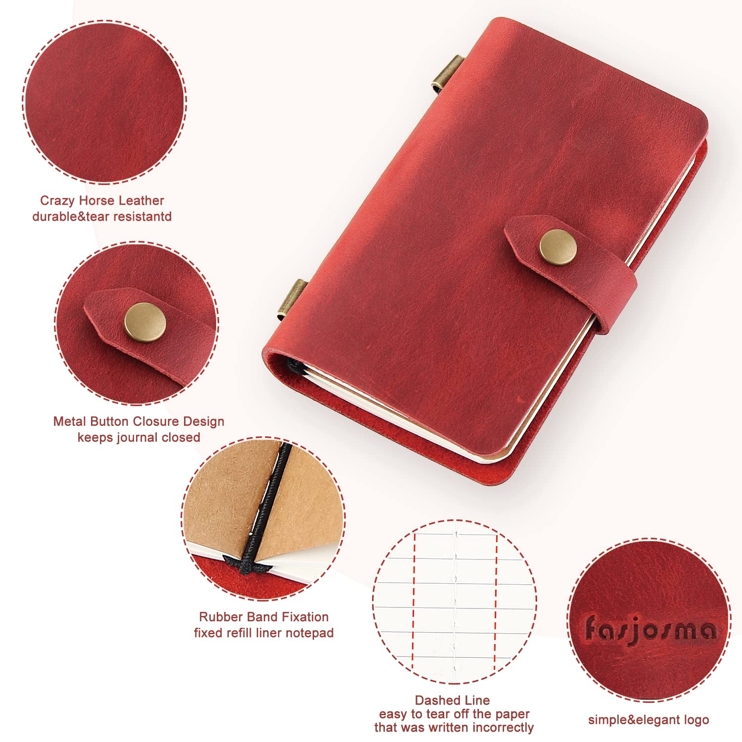 Kleines Reisetagebuch aus Leder, Vintage-Tagebuch, liniertes Papier, handgefertigter Mini-Leder-Notizblock für Damen und Herren, 2 Stück/Weinrot