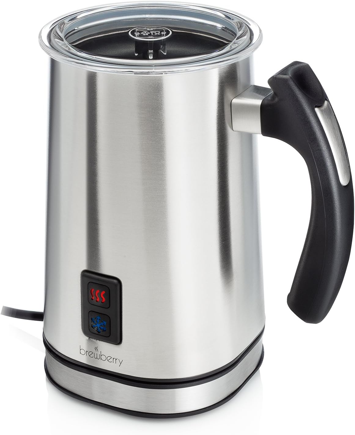 Automatic Milk Frother & Heater for Extra Foamy Cappuccino, Latte & More, Cordless Electric Hot and Cold Drink Frothing Mug with Detachable Base for Easy Serving, Stainless Steel