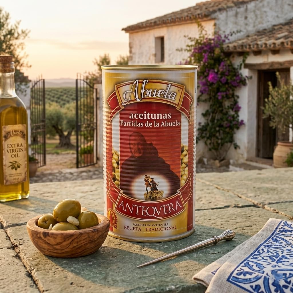 Diaz Cadenas | Gran Lata 4250 ml de Aceitunas Verdes Partidas “De la Abuela” – Formato Extra Grande para Tapas, Aperitivos, Celebraciones y Compartir