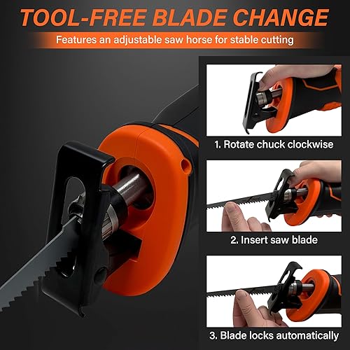 Miniatura 7 de Sierra recíproca inalámbrica para batería DEWALT 20V MAX, sierra eléctrica sin escobillas con 4 hojas, velocidad variable 0-2800 SPM, cambio de hoja