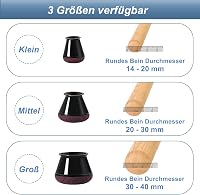 YOZON 20 db Fekete Szilikon Székláb Védő - Nagy Méretű Padlóvédő Sapka Filc Betéttel, 30-40 mm Átmérőjű Kerek Bútorlábakhoz 5