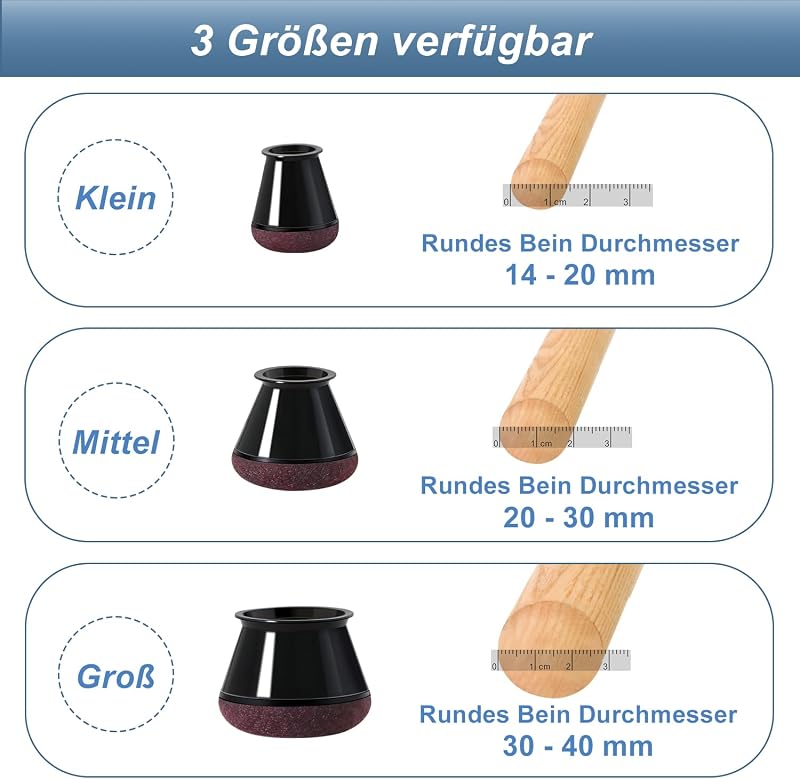 YOZON 20 db Fekete Szilikon Székláb Védő - Nagy Méretű Padlóvédő Sapka Filc Betéttel, 30-40 mm Átmérőjű Kerek Bútorlábakhoz