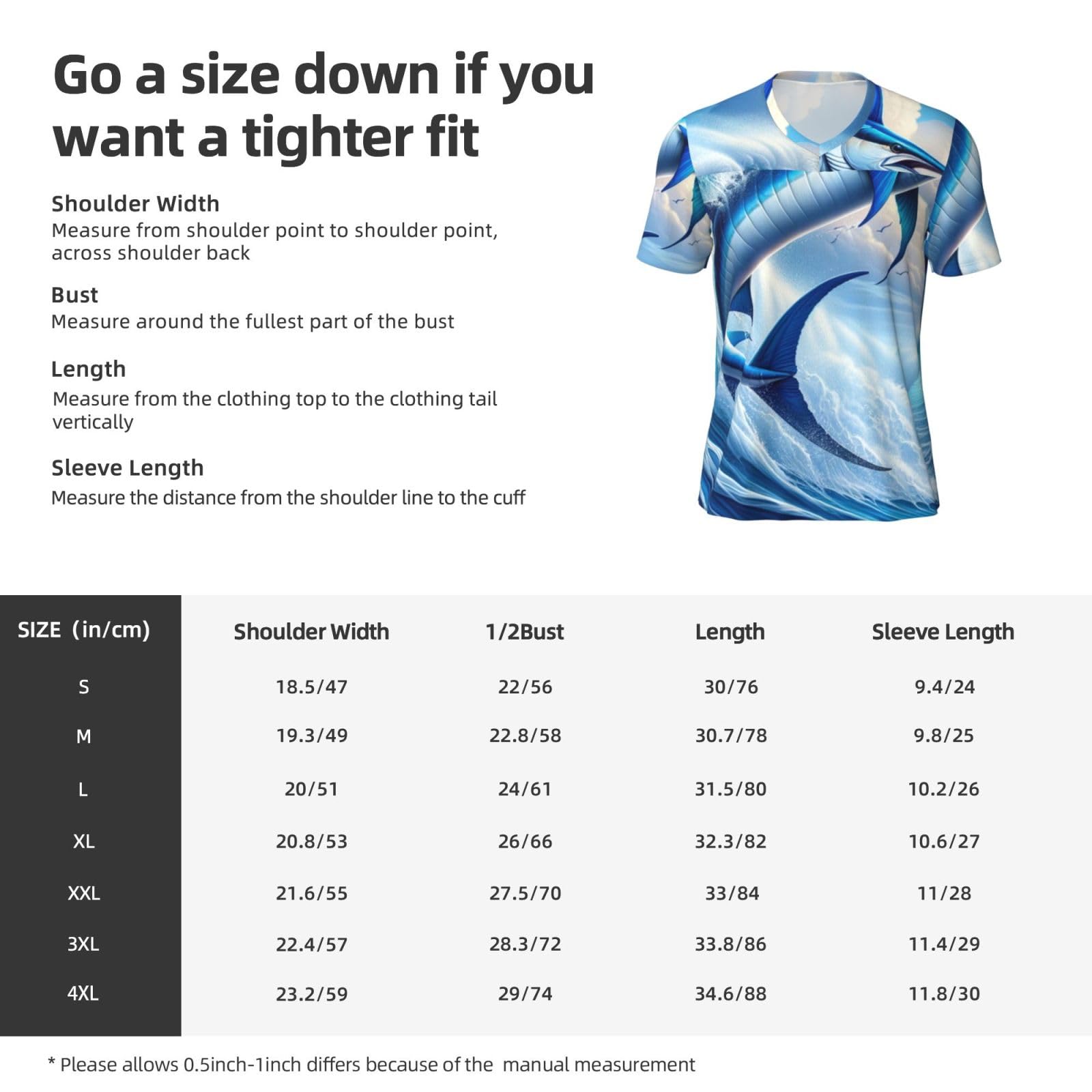 Stylish Athletic Sports Jersey Marlin-Fish-Bursts-Wave Men's Rugby Jersey X-Large Black