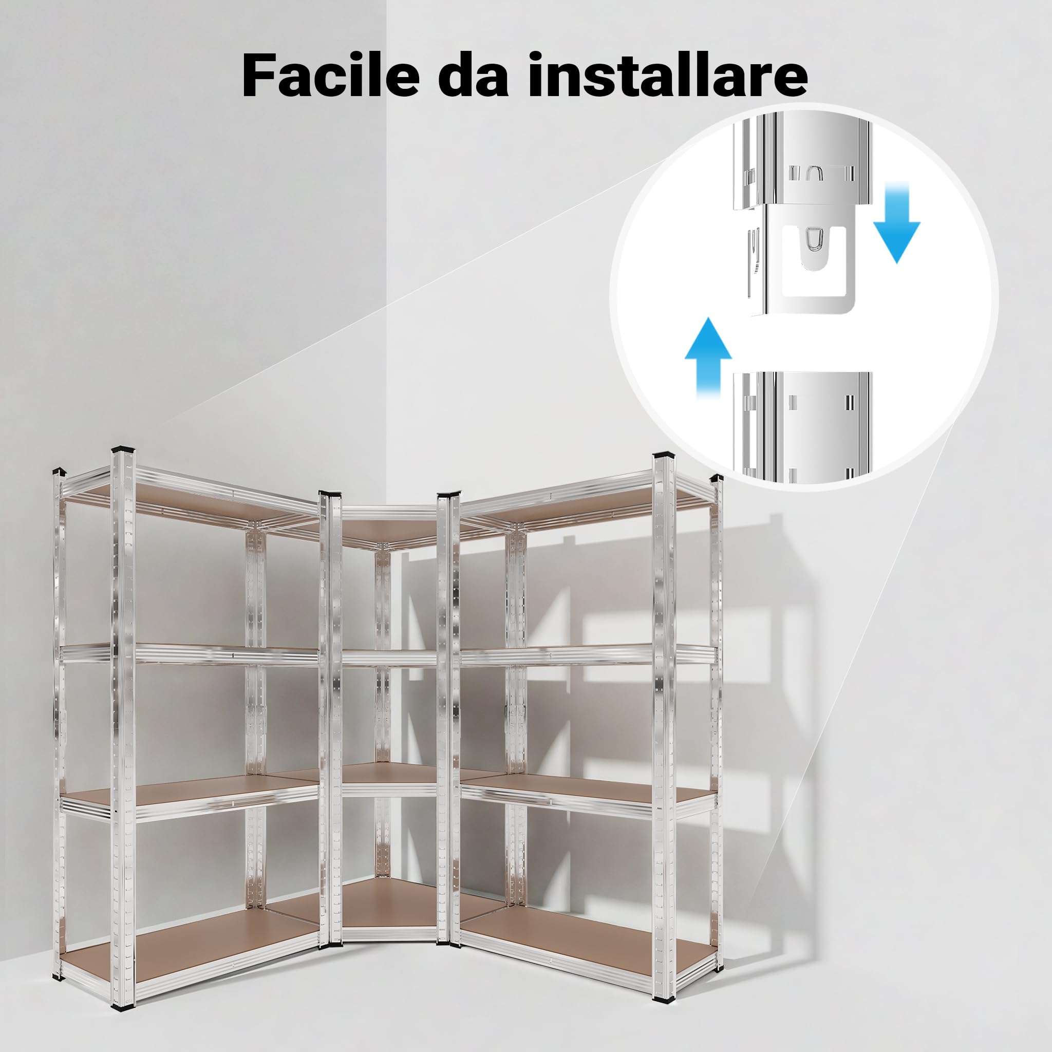 Wiltec Scaffale ad angolo per carichi pesanti Scaffalatura a incastro per cantina officina