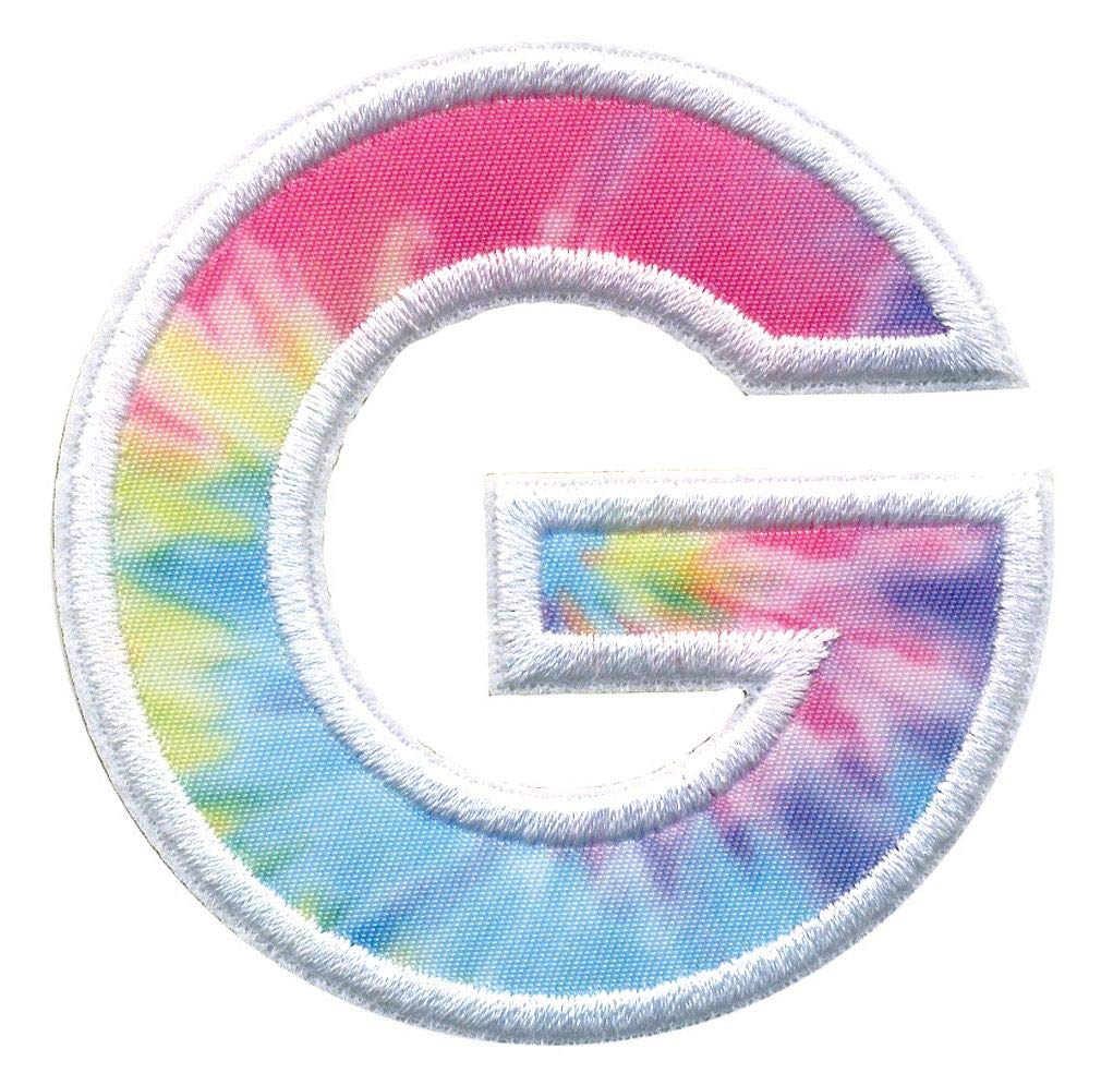 iscream Pastel Tie Dye Embroidered Accent Alphabet Initial 2.5" Adhesive Back Patch