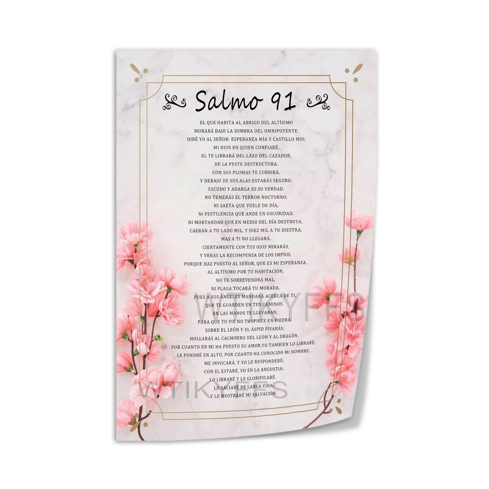 GYQYJPFZM Versículo Bíblico Salmo 91 Español Impresión de Arte en Lienzo para Decoración de Pared Dormitorio Sala de Estar Hogar Cristiano(Framed,08x12inch(20x30cm))