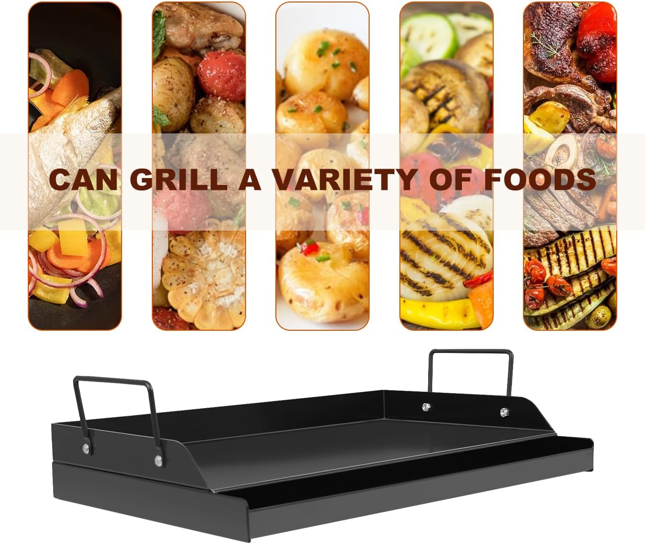 18" x 12" Nonstick Griddle for Gas & Charcoal Grill, Universal Flat Top with Grease Groove for Healthy Cooking, Parties & Camping