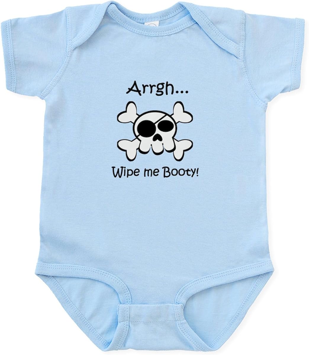 CafePress Skull Pirate Wipe Me Booty Infant Bodysuit Infant Baby Bodysuit Romper