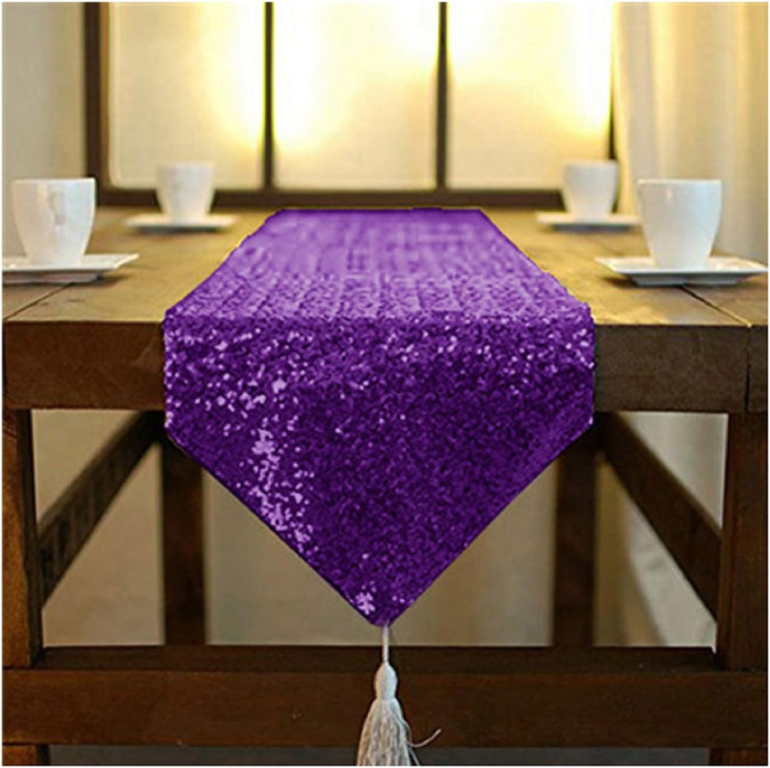 Amazon.com: YOVOYOA Marble Table Runner 72 Inches Long, Purple Gold ...