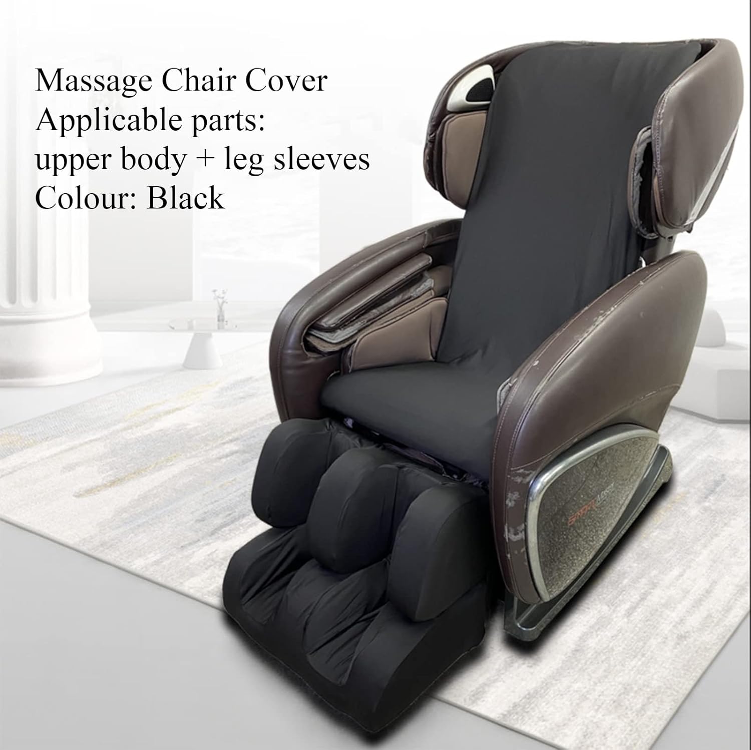 EVURU Massage Chair Cover Armchair Slipcovers, Full Body Shiatsu Massage Chair Cover Stretch Fabrics Dust Proof Recliner Chair Slipcovers (Black, Full Body)
