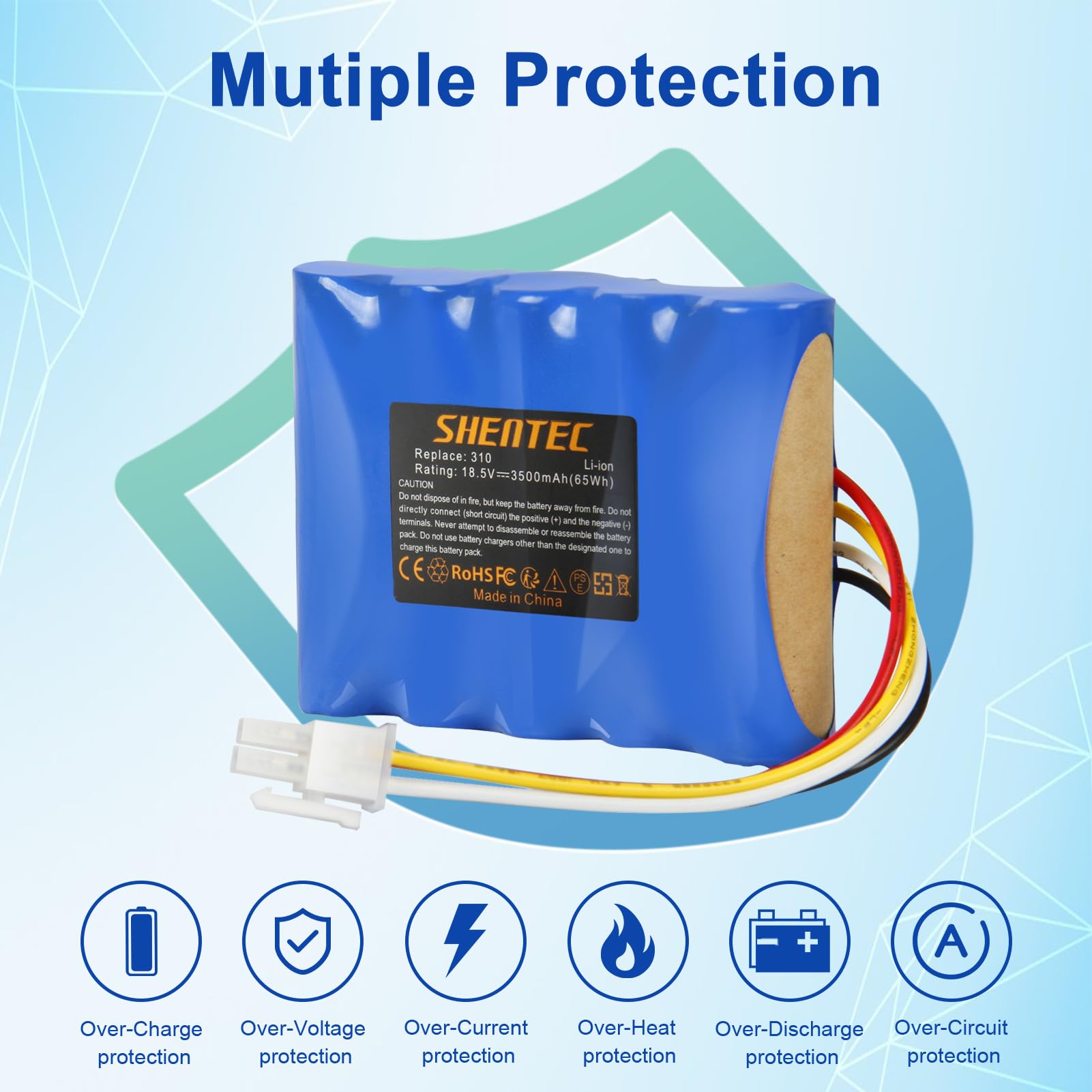 Shentec Li-ION 18.5V 3500mAh Batterie compatibles Gardena Sileno R100Li, R130Li, R160Li Husqvarna Automower 310,315, 584 82 28-01, 584 82 28-02, 584 85 28-01, 589 58 62-0