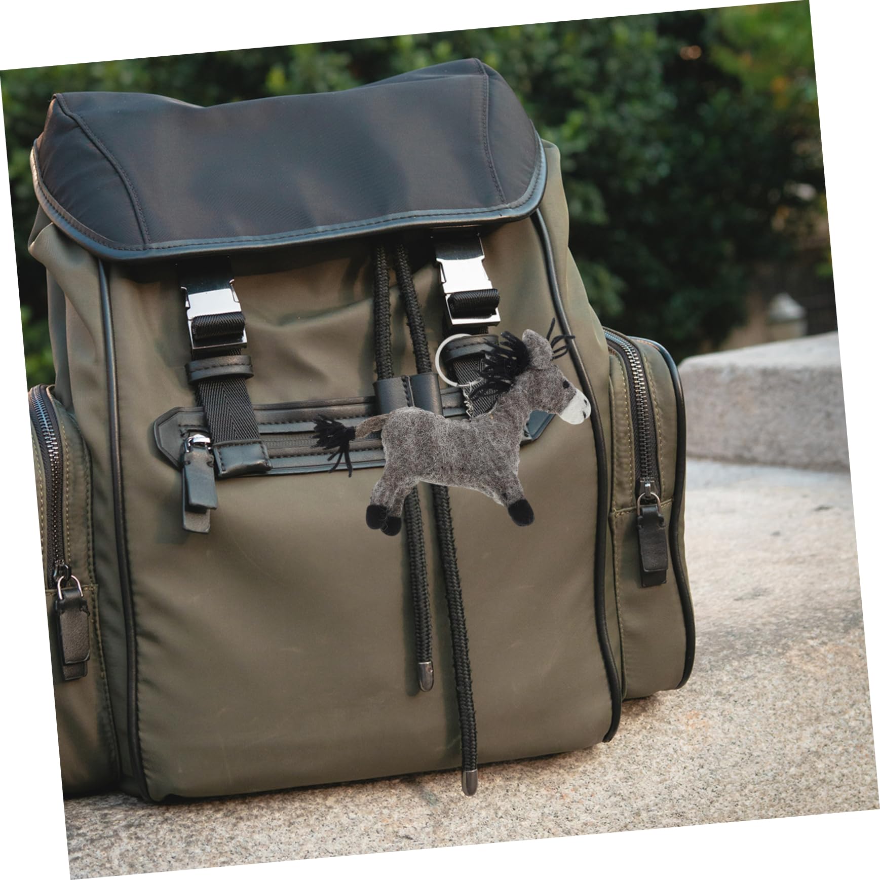 KOMBIUDA Stuffed Donkey Keychain Soft Plush Animal Charm Wool Felt Decor Keyring for Purse