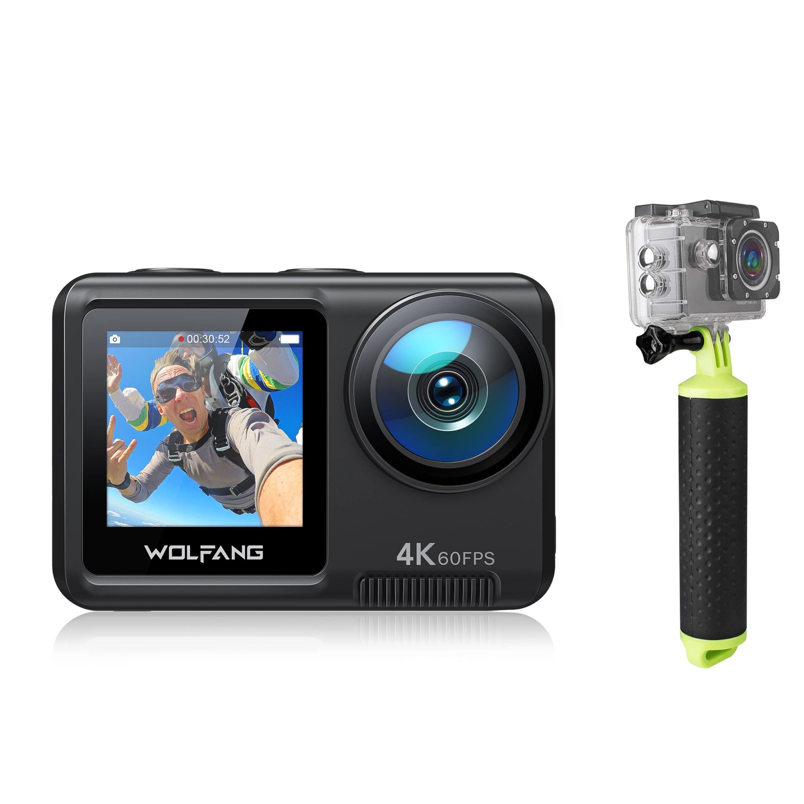WOLFANG Caméra Sport GA420 4K60FPS & Ensemble de Manche Flottant