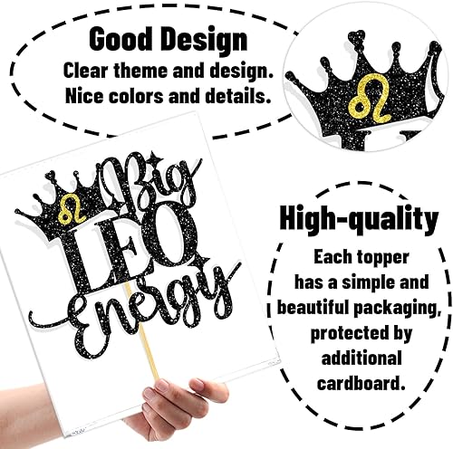 Miniatura 6 de Big Leo Energy - Decoración de pastel de feliz cumpleaños para Leo, 12 constelaciones temáticas del zodiaco suministros de decoración de fiesta de