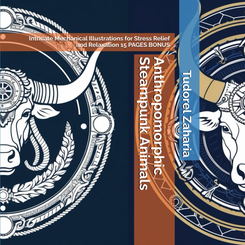 Anthropomorphic Steampunk Animals: Intricate Mechanical Illustrations for Stress Relief and Relaxation 15 PAGES BONUS