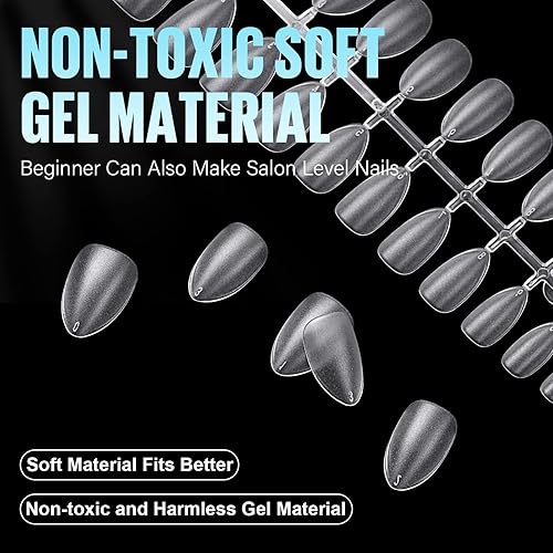 Miniatura 6 de TOMICCA 240 puntas de uñas cortas de almendra, uñas postizas de almendra cortas a presión, 15 tamaños, uñas postizas acrílicas de almendra de