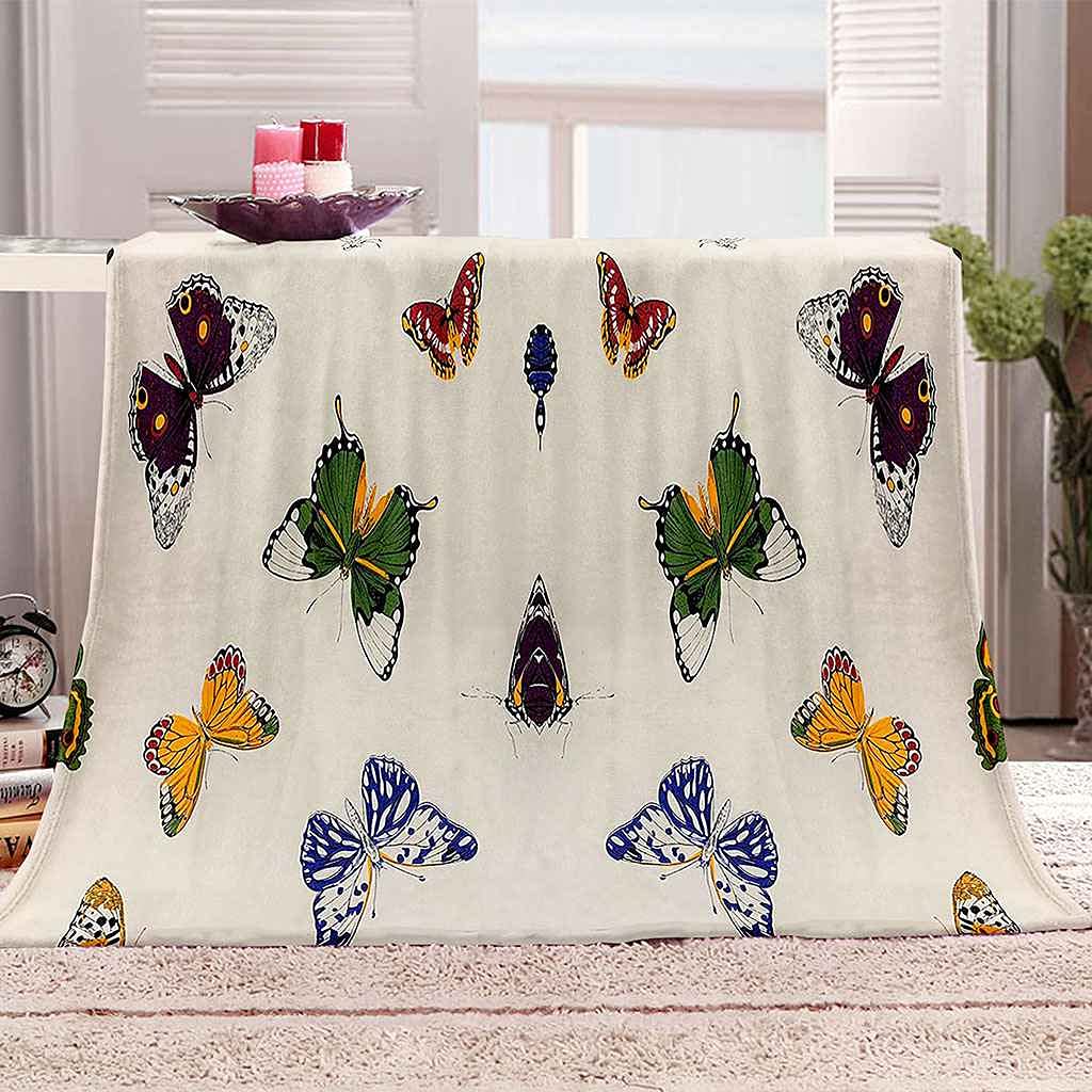 Couverture polaire papillon en flanelle microfibre douce 150x200cm