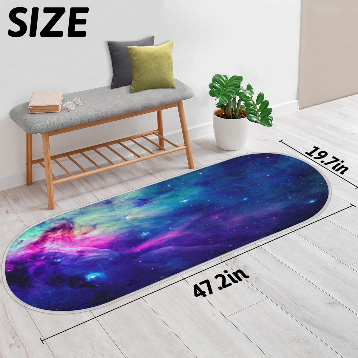 TropicalLife Dywanik 50 x 120 cm, kolorowa galaktyka przestrzeń długie włosy zagęszczony obszar dywaniki do pokoju kuchni domu łazienki wewnątrz antypoślizgowa mata podłogowa dywaniki