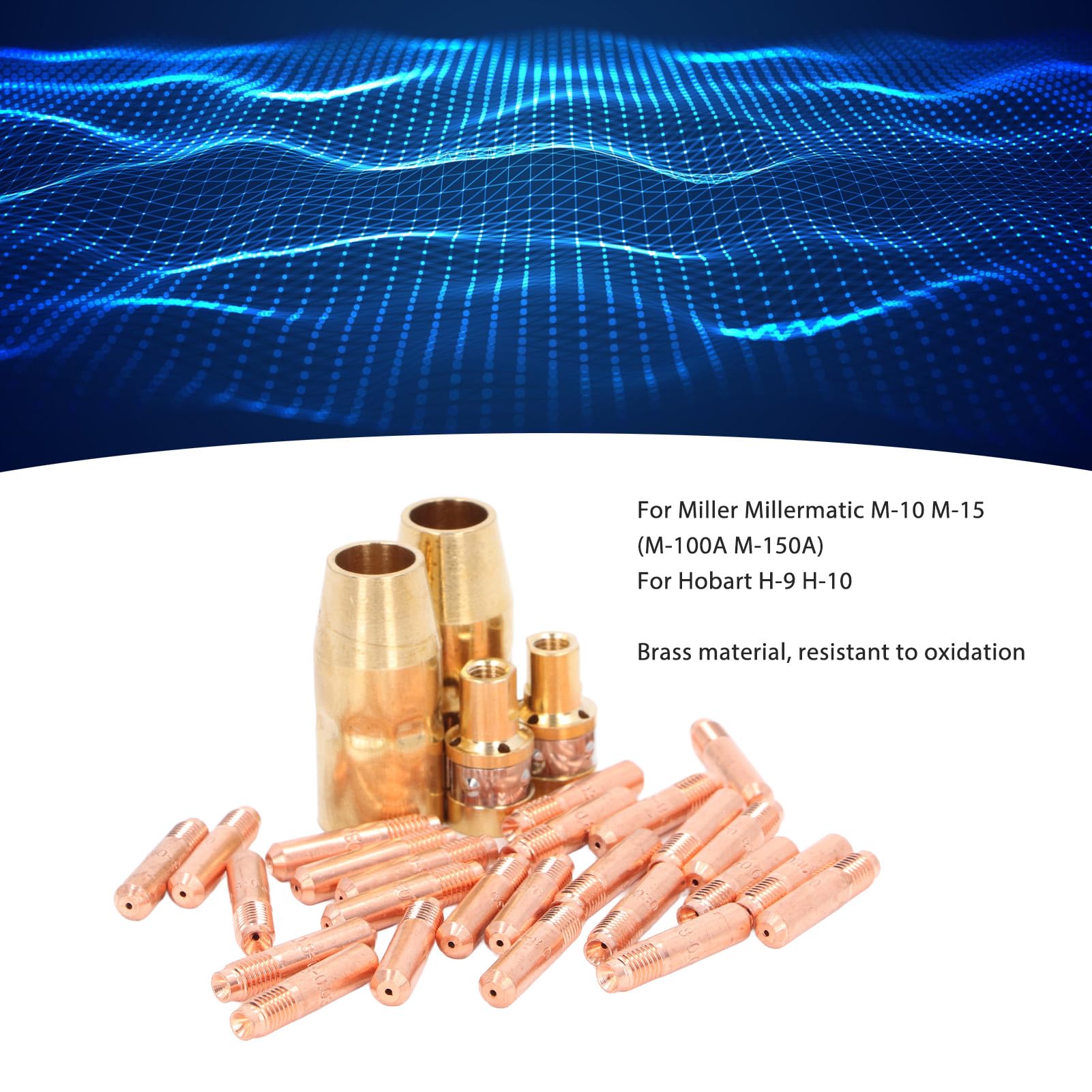 Materiali di consumo per saldatura 25 pezzi Punte di contatto Ugelli Diffusori di gas per Miller Millermatic M‑10 M‑15 Hobart H‑9 H‑10
