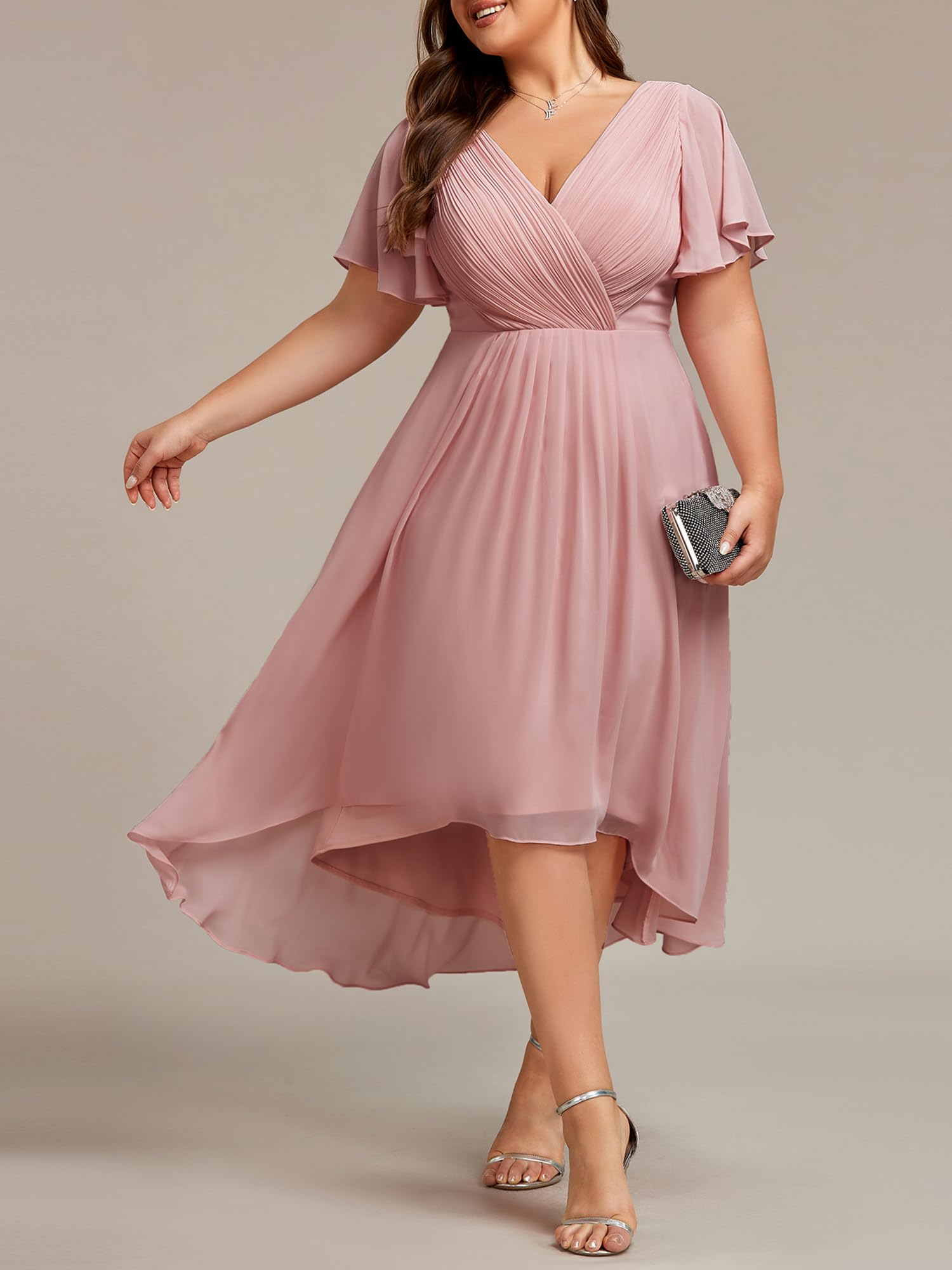 Ever-Pretty Plus Abiti da sposa da cocktail da donna High Low Plus Size