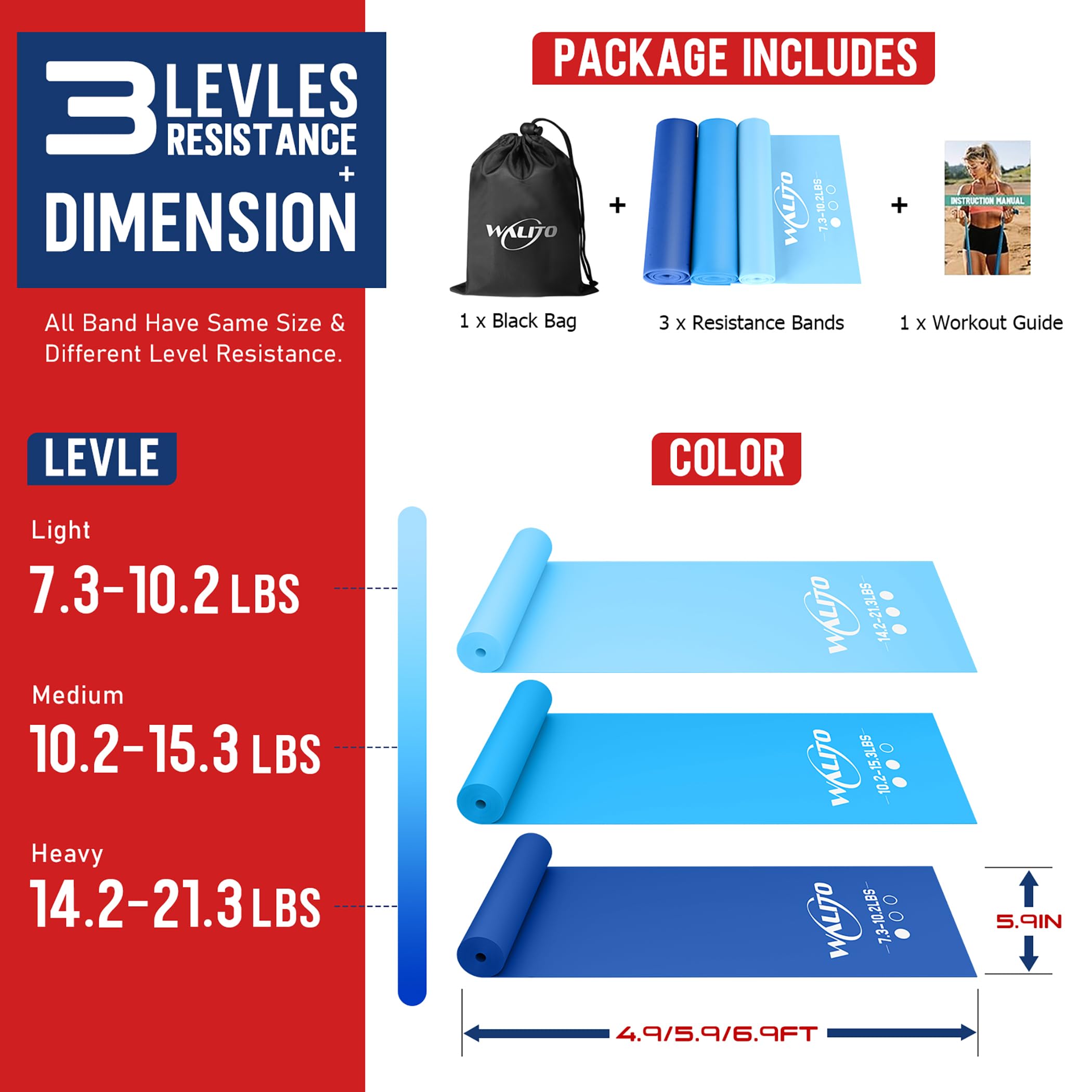 Bandas de resistencia para entrenamiento, bandas de ejercicio, banda de terapia física para ejercicio en casa, entrenamiento, entrenamiento de fuerza, yoga, pilates, rehabilitación, gimnasio, banda