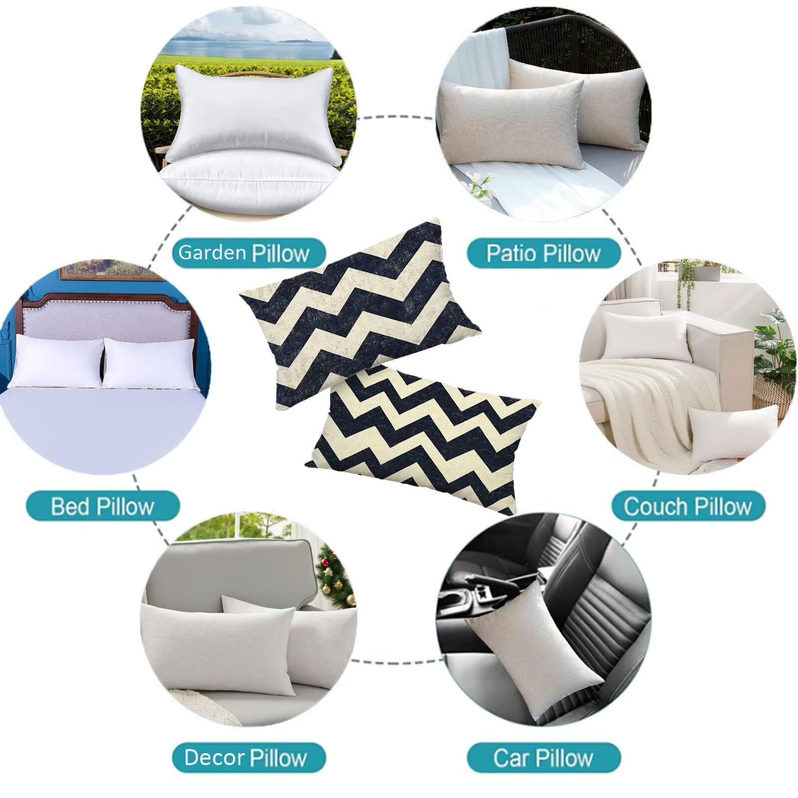 Kissenbezug Beige Kissenhüllen 70x90 cm Deko Kissen Gestreift Outdoor Kissen Wetterfest Samt Kissenbezug 2er Set mit Unsichtbarem Reißverschluss Pillow für Garten Terrasse Sofa Patio Dekor 2m-1050