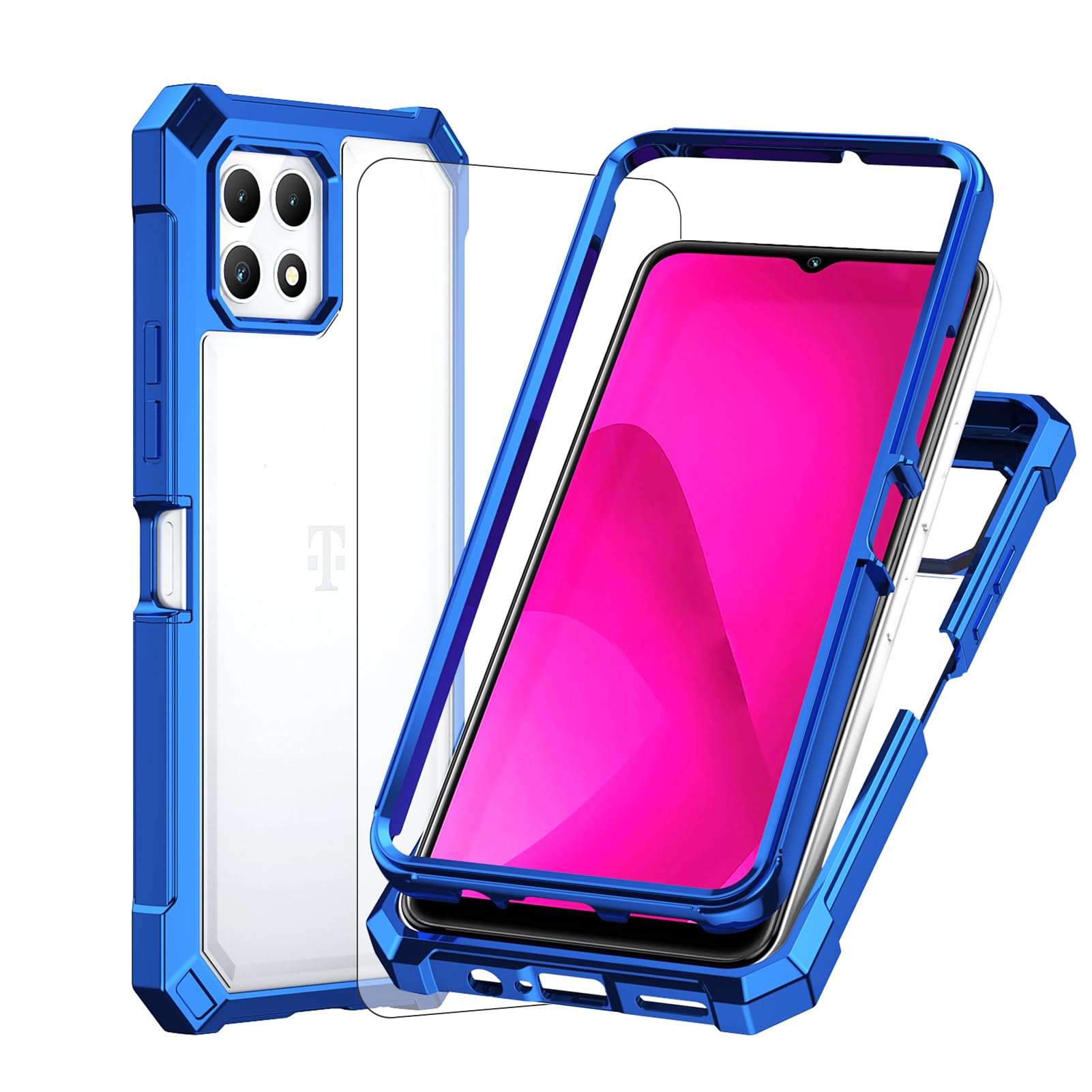 Ailiber for T-Mobile REVVL 7 5G Cell Phone Case, with Screen Protector, Dual Layer Shockproof Bumper, Clear Transparent Anti Yellowing, Slim [