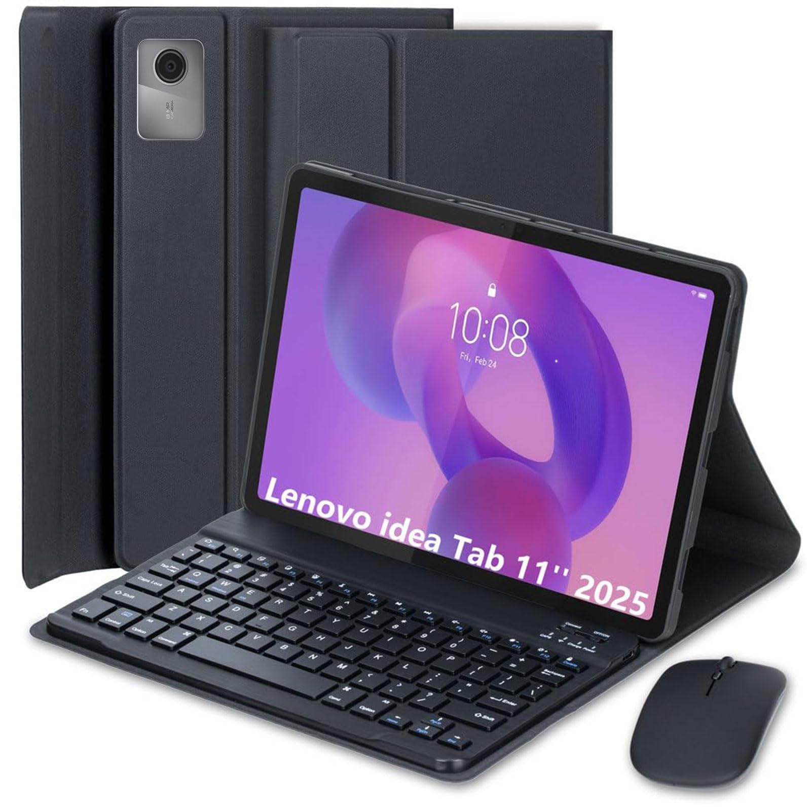 Funda con Teclado para Lenovo Idea Tab 11 Pulgadas 2025 Modelos (TB-336ZU/TB-336FU), Español Ñ Teclado Inalámbrico Bluetooth Desmontable, Funda Ultrafina Multiángulo con Ratón,Negro