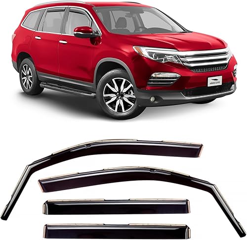 Voron Glass Protectores de lluvia extra duraderos en canal para Honda Pilot 2016-2022 (Sport, EX-L, Special Edition, TrailSport)Honda Passport