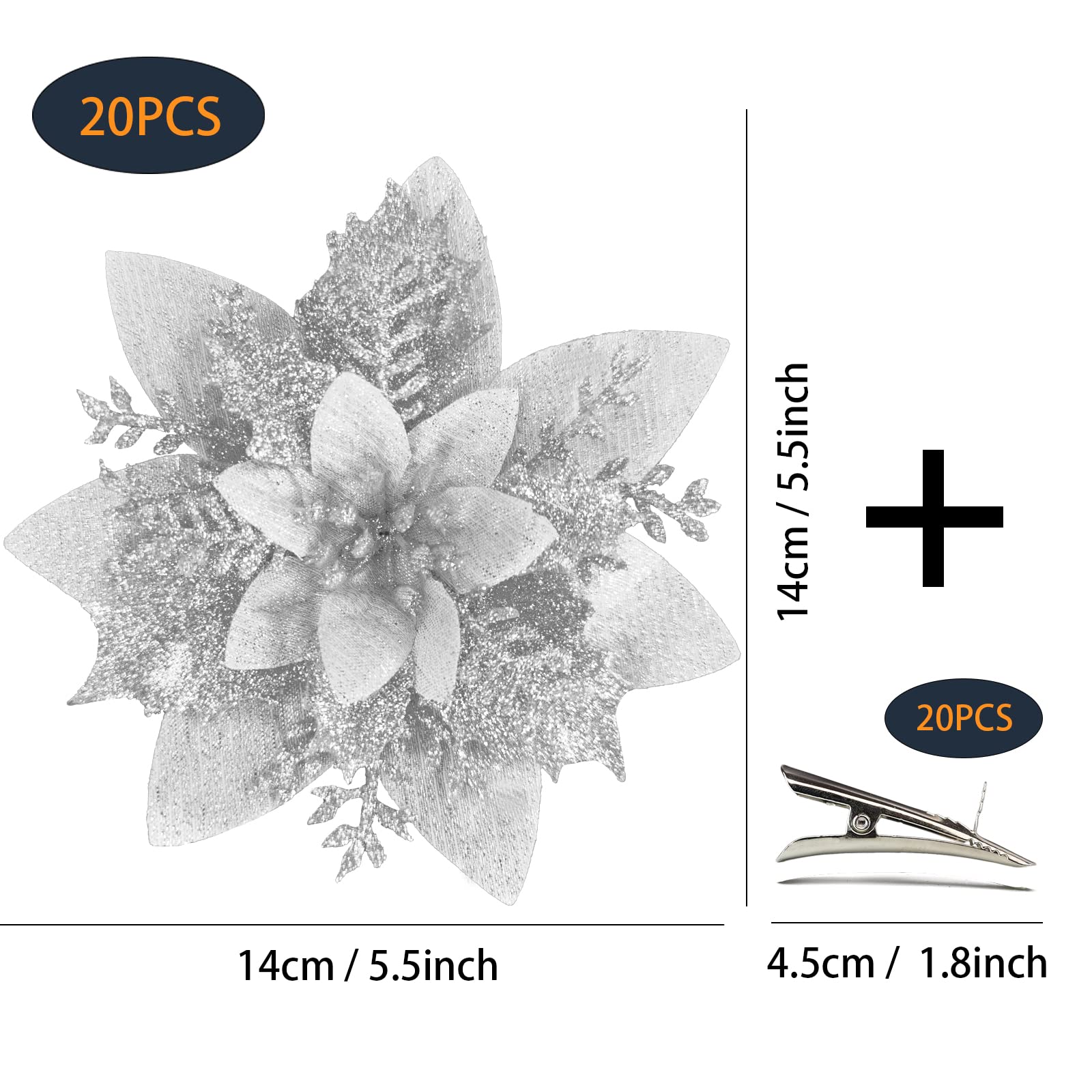 MIKAILE 20PCS Christmas Flowers Artificial with Clip - Image 2