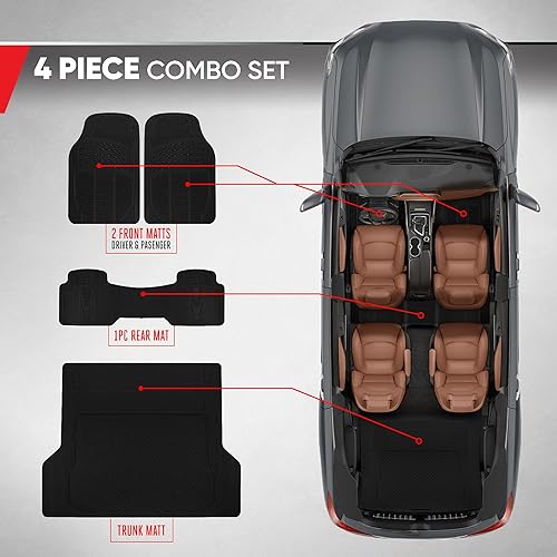 Miniatura 45 de BDK 4 alfombrillas de goma transparente resistentes para automóvil, camión, camioneta, SUV, protección para todo tipo de clima, ajuste universal