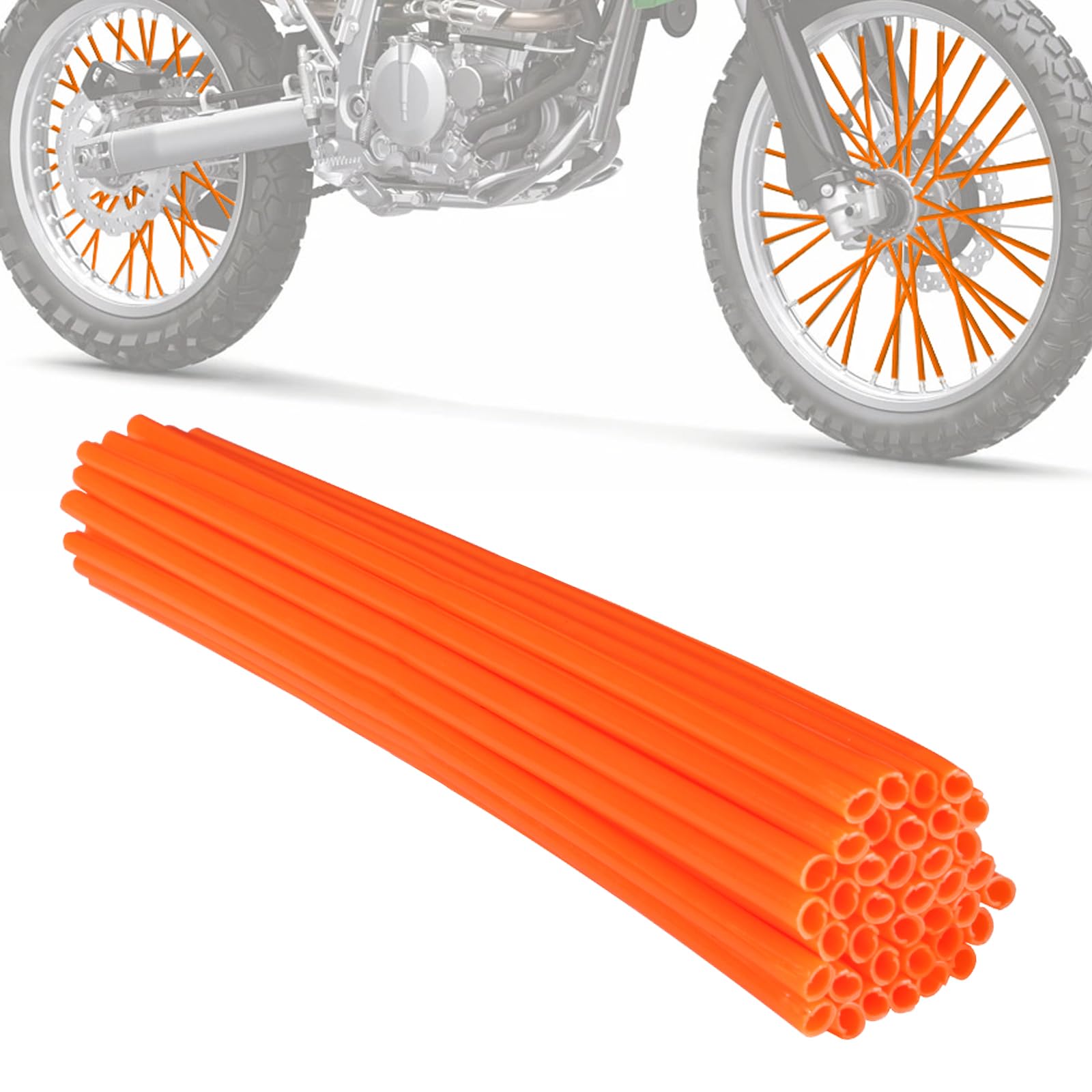 Motorcycle Spoke Skins,Spoke Covers Wheel Wraps Universal for SX SXF XC XCW EXC XCF 250 300 350 450 500 525 8"-21" Rim Dirt Pit Bike ATV Orange
