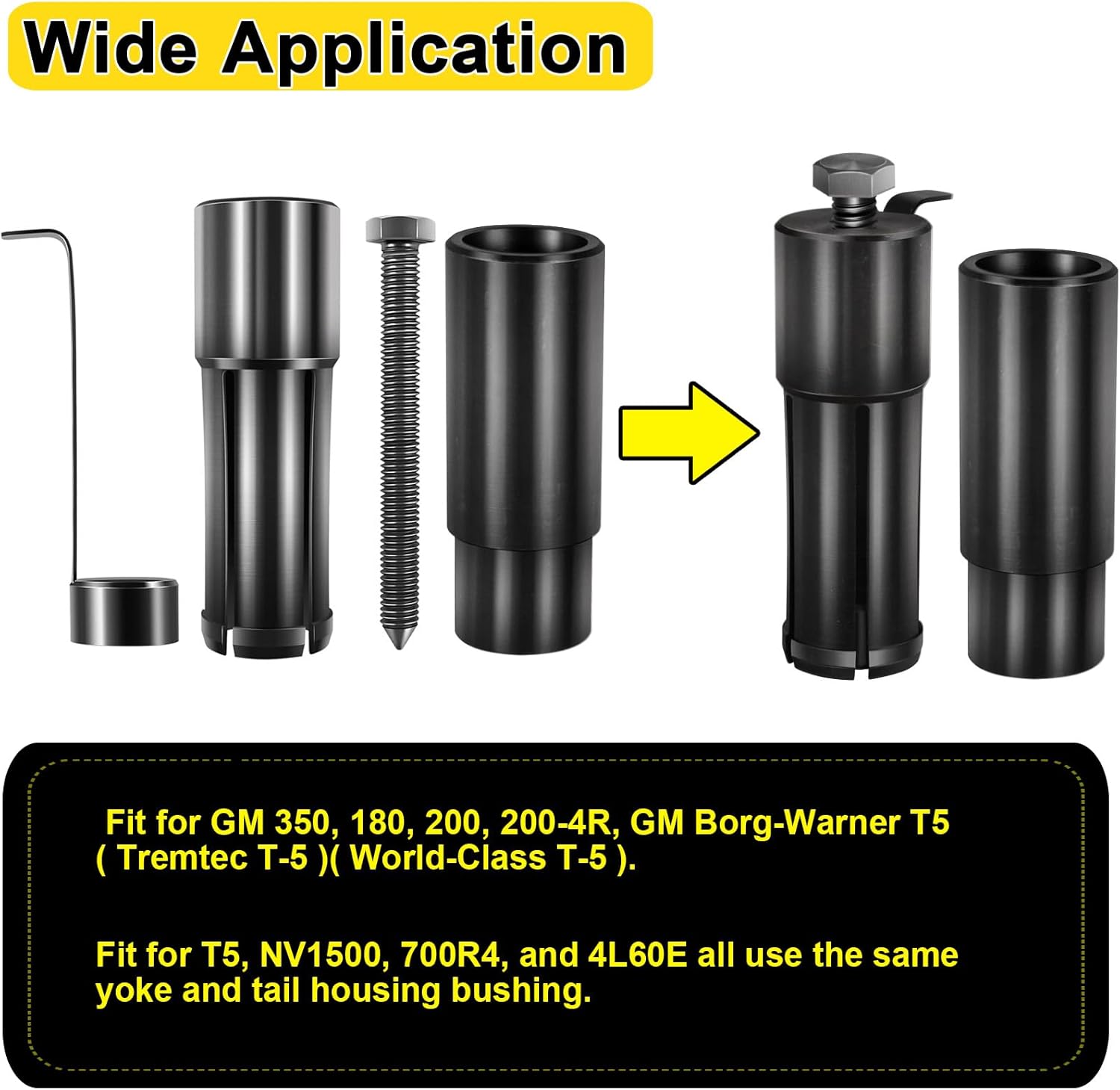 YMT T-0160 Extension Housing Bushing Puller & Installer, T5 Tail Shaft Bushing Removal Tool for GM 350, 180, 200, 200-4R, NV1500, 700R4, 4L60E, for GM Borg-Warner T5 (Tremtec T-5,World-Class T-5)
