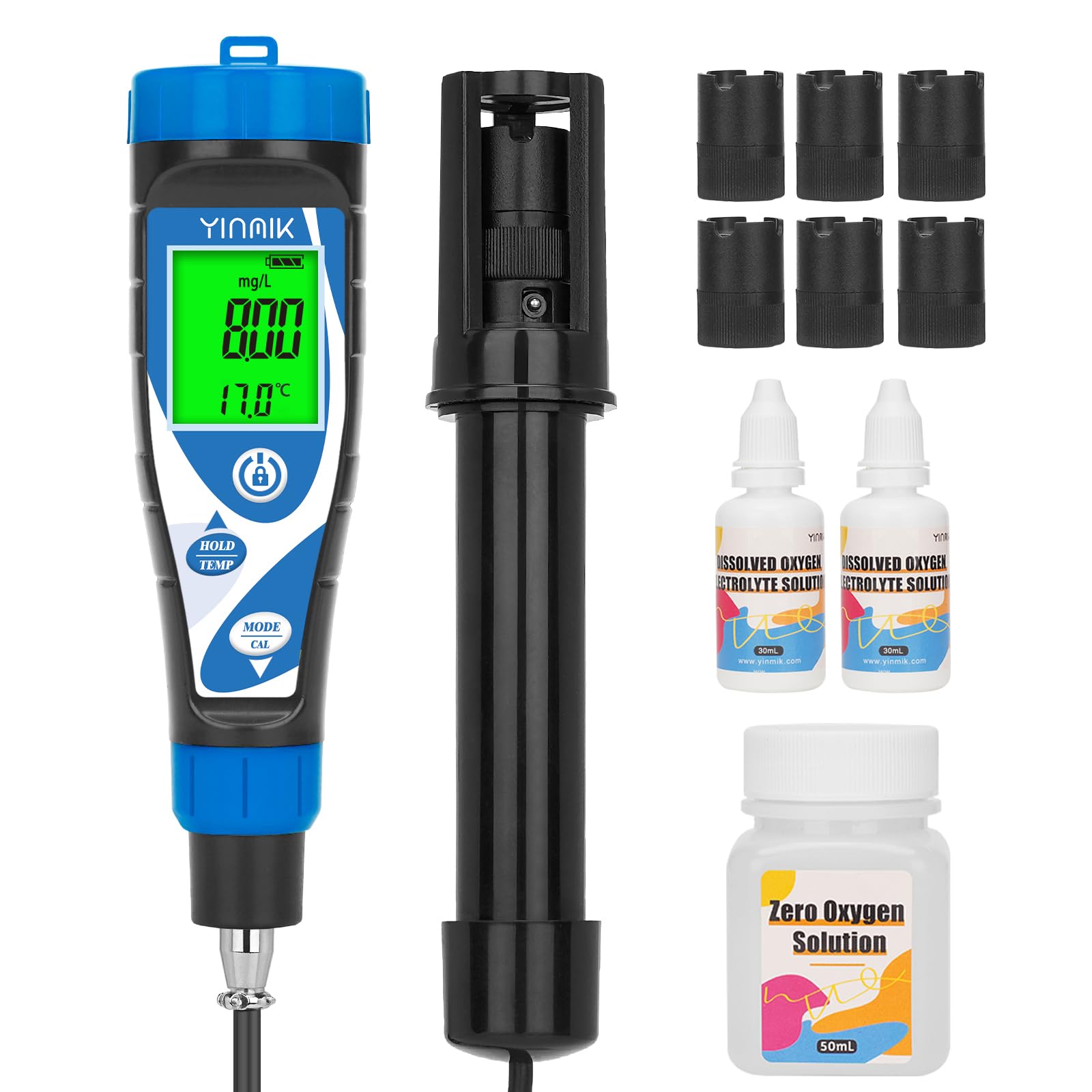 Misuratore di Ossigeno Disciolto Intelligente Misuratore di DO per Acquario Misuratore di Ossigeno Disciolto Digitale con Cavo Sonda DO Da 3m Misuratore di DO Portatile per Acquacoltura