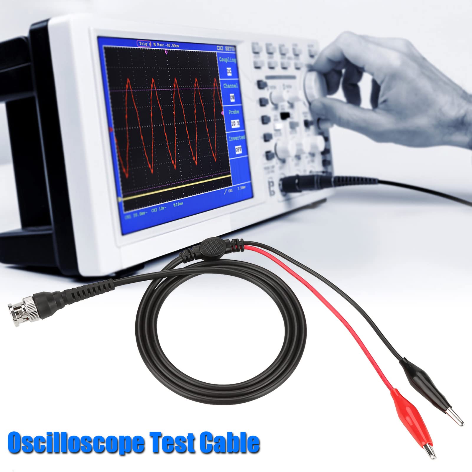 2PCs P1011 Oszilloskop Sonde Erdungskabel BNC Q9 auf Dual Krokodilklemme Messleitungen 500V 5A Multimeter Kabel 50Ω Mini Oszilloskop Zubehör 108cm/42.5in