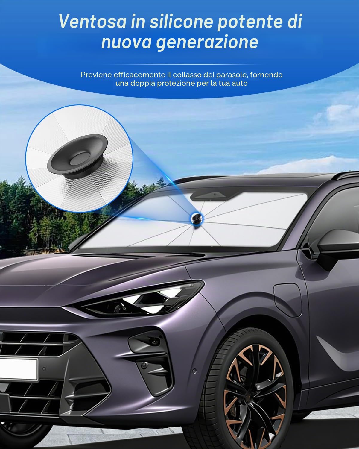SHAOHAO Compatibile con Cupra Terramar 2024 2025 2026 Parasole per auto Parasole per parabrezza Facile da riporre Maniglia con cordino Protezione UV Accessori Cupra Terramar parasole