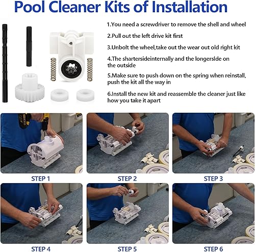 Miniatura 3 de 360289 Kit de accionamiento izquierdo y kit de accionamiento derecho 360290 Piezas de repuesto para limpiadores de piscina Kreepy Krauly Rebel y